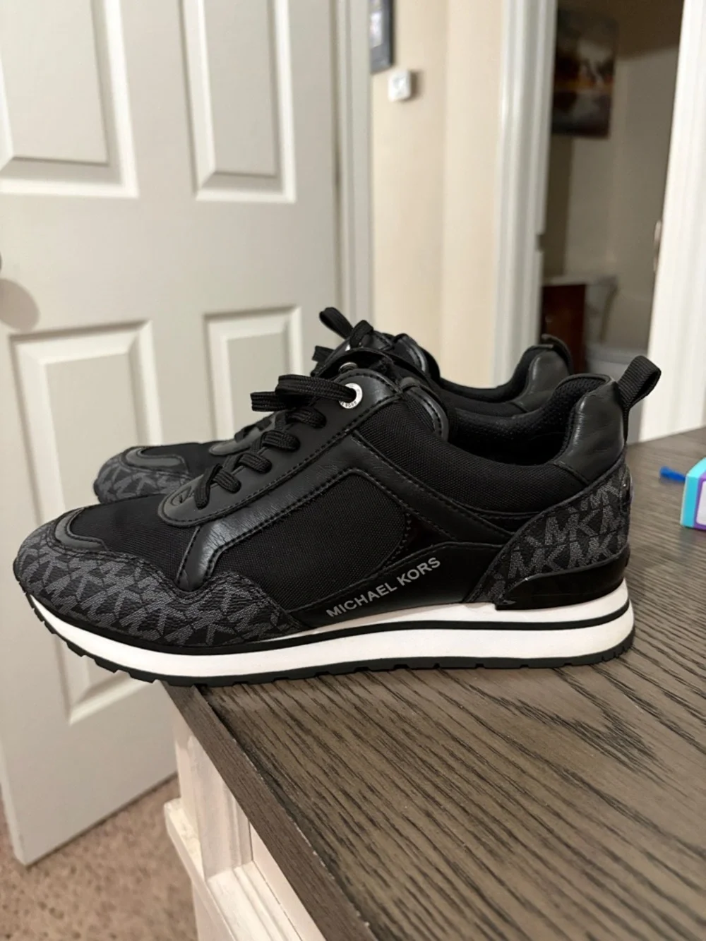 Michael Kors Black Monogram Sneakers (Excellent Condition) - Picture 3 of 5